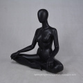 Fashion design abstract face sitting black fiberglass sports female yoga mannequin for sale